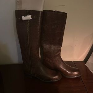 Brown leather boots